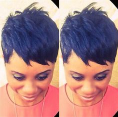 Medium Hair Bob Styles, Short Black Hair Styles, Short Hair Cuts For Black Women Relaxed, Super Short Pixie For Black Women, Short Pixie Cut Black Women, Black Pixie Haircut, Sassy Hairstyles, 27 Piece