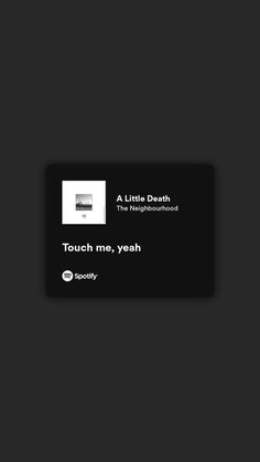 a black and white business card with the words, touch me, yeah on it