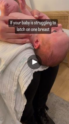 a woman holding a baby in her arms with the caption if your baby is struggling to latch on one breast