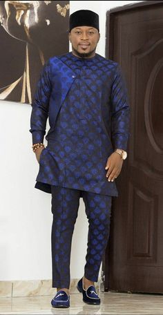 Damask Style For Men, Elegant Formal Kurta With Traditional Patterns, Blue Traditional Formal Agbada, Formal Long Sleeve Sets With Traditional Patterns, Formal Traditional Wear For Eid With Traditional Patterns, Formal Traditional Wear With Traditional Patterns For Eid, Traditional Groom's Agbada For Festive Occasions, Traditional Agbada For Groom In Festive Season, Traditional Festive Agbada For Groom