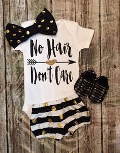 Baby Girl Onesie, No Hair Don't Care Onesie For Baby Girls, Glitter Onesie, Sparkle Onesie, No Hair Don't Care Baby Shirt, ONESIE ONLY Gerber Baby Food, United States Postal Service, Baby Shirts, Cool Baby Stuff