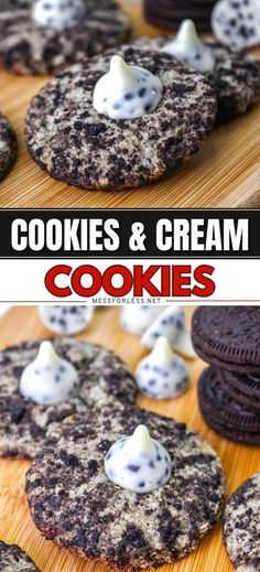 cookies and cream cookies on a cutting board