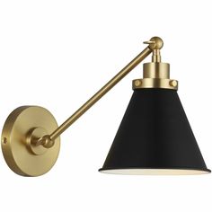 Wellfleet Single Arm Cone Task Sconce | Burnished Brass/Black Shade Indoor Fans, Factory Lighting, Outdoor Fan, Hardware Shop, White Polish, Mirror Shop, Bath Hardware, Black Polish, Light House