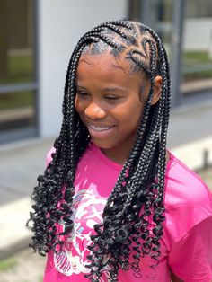 Hairstyles For The Summer Braids, Heart Braids Natural Hair, 6 Grade Hairstyles Black, Knotless Braids Little Kids, Heart Knotless Braids With Curls, Teen Braids Hairstyles Black, Teenage Black Girls Braided Hairstyles, Girls Knotless Braids Black Kids, Braided Hairstyles For 12-13