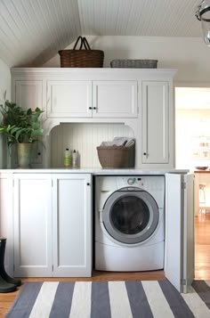 the laundry room is clean and ready to be used by someone in their home or business