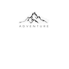 a black and white photo of mountains with the word adventure written in it's center