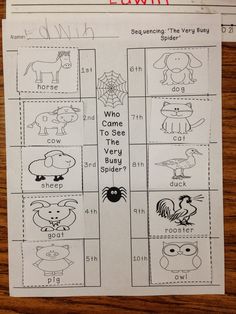 a printable worksheet with pictures of animals and their names on the front