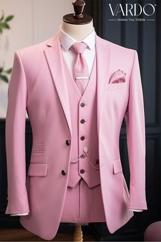 >>ORIGINAL ARTWORK AND CONTENT, PLEASE DO NOT COPY<< Men Suits, Suits For Man, Classic Pink Three Piece Suit for Men | Elegant Wedding Attire | Formal Occasion Suit,  Formal Attire, Formal piece Wedding Suit, Double Breasted, Formal Fashion Slim Fit Suit Upgrade your style with our classic Pink Three Piece Suit for men - the epitome of sophistication and charm. This elegant suit is perfect for weddings, formal occasions, or any event where you want to make a statement. Crafted with precision and attention to detail, this suit exudes confidence and style. Made from premium quality fabric, the suit features a tailored fit that complements your physique, ensuring both comfort and style. The jacket, vest, and trousers are meticulously designed to create a cohesive and refined look, making you Wedding Attire Formal, Three Piece Suit For Men, Pink Suit Men, Elegant Suit, Formal Fashion, Pink Things, Suit For Men, Groom Looks, The Rising Sun