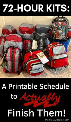 72 Hour Emergency Kit, Emergency Preparedness Food Storage, Printable Schedule, Emergency Preparedness Food, 72 Hour Kits, Survival Bag, Emergency Bag