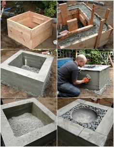 the steps to building a fire pit are made from cinder blocks