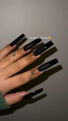 Black Nails Acrylic Red Bottoms, Man Eater Aesthetic Nails, Long Black Red Bottom Nails, Black Medium Coffin Acrylic Nails, Under Nail Color, Matte Black Nails Red Bottoms, Black Red Bottom Nails Square, Red Bottomed Nails, Fall Nail Sets Long