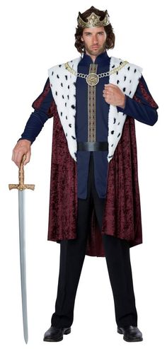 King! King And Queen Costume, Queen Halloween Costumes, King Costume, King Outfit, California Costumes, Royal King, Queen Costume, White Faux Fur, Mens Costumes