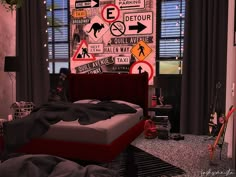 ☆ Teen boy bedroom | ♡ fashSIMnista ♡ Grunge Bed, Teen Bedroom Boy, Unmade Bed, Custom Content Sims 4, Sims Rooms, Sims 4 Patreon, Sims 4 Bedroom, Teen Boy Room, Furniture Cc