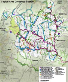 a map of the capital area in greenway system