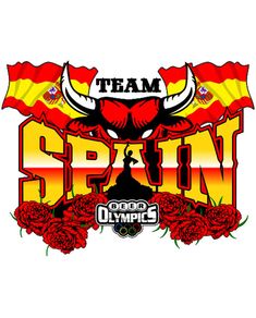 the logo for team spain's olympic games, featuring an image of a bull and roses