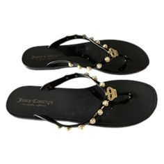 Juicy Couture Rhea Jeweled Crown/Faux Pearls Embellished Jelly Flip-Flops Size:41..Us:9.5 New Never Worn Jelly Flip Flops, Juicy Couture Shoes, Couture Shoes, Juicy Couture Black, Juicy Couture, Women's Shoes Sandals, Faux Pearl, Jelly, Flip Flops