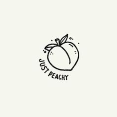 a black and white drawing of an apple with the words just peachy on it