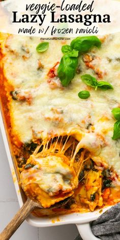 a casserole dish with cheese and spinach