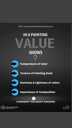 a poster with the words in a painting value show