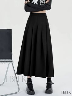 Ebeek - Premium A-line Tucked Skirt: Stylish High Waist Midi Skirt for Sophisticated Womens Fashion High Waist Midi Skirt, Skirts Midi High Waisted, Casual Fit, Casual Fits, Long Length, Midi Skirt, High Waist, A Line, Weaving