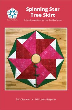 the cover of spinning star tree skirt, with an image of a pink flower on it