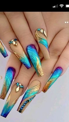 Engagement Nails, Gold Nail Designs, Stylish Nails Designs, Nails Design With Rhinestones, Gold Nail, Her Nails, Dope Nail Designs, Pretty Nail Art Designs, Spring Engagement