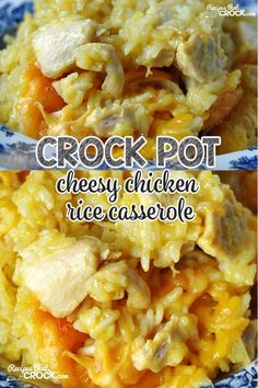 crock pot cheesy chicken rice casserole is an easy and delicious side dish