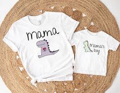 Mommy and Me Outfits, Mommy and Me Shirts, Mama and Mama's boy, Colors, Mother and Son Shirts, Mother, Mamas boy, Dinosaur Shirt, T rex Baby Dinosaur, Mommy And Son, Dinosaur Shirt, Baby Dinosaurs, Tshirt Design