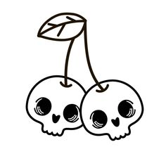 two skulls with leaves on their heads