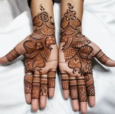 two hands with henna designs on them