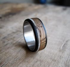 a ring made out of wood and metal