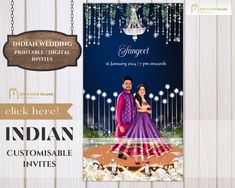 "\" Send your indian wedding announcements with our Indian digital wedding invites! Crafted with the essence of tradition and modern flair, our customizable templates embody vibrant colors, intricate designs, and eco-friendly digital convenience. Join us in celebrating love digitally, where each invite narrates a unique love story in a captivating visual narrative \"  we can customise more like this for you - to get your own invite customised - message us !  We will be doing it for you !  This i Indian Sangeet, Engagement Invite, Indian Invitations, Indian Engagement, Hindu Wedding Cards, Traditional Invitation, Ring Ceremony, Visual Narrative, Indian Wedding Cards