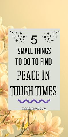 flowers with the text 5 small things to do to find peace in tough times