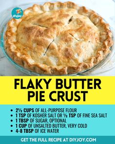 the flyer for flaky butter pie crust