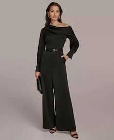 Elevate your style with the Women's Belted One-Shoulder Jumpsuit in black. This sleek, figure-flattering design features a bold one-shoulder silhouette and a flattering belt, making it the perfect choice for a night out or special occasion. Effortlessly chic and versatile, this black jumpsuit is a must-have addition to your wardrobe. Shop now for a stunning, modern look! One Shoulder Jumpsuit, Belts For Women, One Shoulder, Shop Now, Black