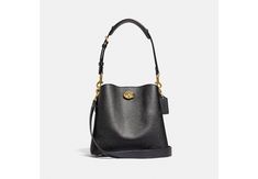 Coach Shoulder Bag Outfit, Coach Willow, Shoulder Bags Outfit, Coach Bucket Bag, Polished Pebble, Black Satchel, Coach Shoulder Bag, Monogrammed Items, Coach Handbags