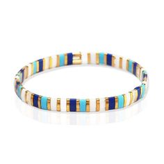 Unify your style with these gorgeous handmade marbleized Tila beaded stretch bracelets – perfect for any and every look! Each bracelet features a unique pattern of vibrant colors and texture that showcase your individuality, creating a look that’s sure to turn heads. Gold-Plated Brass Available in: Black, Brown, Pink, Blue, and Green Style No. EAB-11 Trendy Blue Stackable Stretch Bracelet, Trendy Heishi Beads Stretch Bracelet, Trendy Heishi Beads Stretch Bracelet With Spacer Beads, Trendy Turquoise Beaded Stretch Bracelet, Trendy Adjustable Stretch Bracelet With Colorful Beads, Bohemian Stretch Bangle Bracelet With Letter Beads, Trendy Hand-strung Stretch Bangle Bracelet, Casual Stretch Bangle Bracelet With Colorful Beads, Trendy Multicolor Flexible Bracelets