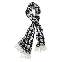 This Long Skull Shawl Is Ideal For Halloween;Tie Your Shawl As a Scarf, Use It As a Wrap, or Drape It Like a Stole.;Very Soft To The Touch.;Complements Many Outfits.;Complete With Fringed Ends.;Measures Approximately: 72 Long x 18 Wide (Inch) With 4 Inch Fringe On Both Sides.;100% Rayon. Size: One Size.  Color: White.  Gender: female.  Age Group: adult. Skull Shawl, Skull Black And White, White Goth, Black And White Scarf, Skull Scarf, Fall Fashions, Fabric Scarf, Skull Clothing, White Scarf