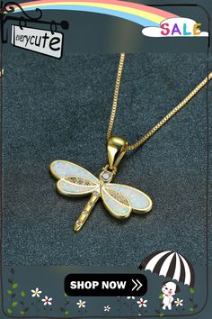 Trendy Female White Opal Pendant Necklace Charm Crystal Animal Chain Necklaces for Women Cute Gold Dragonfly Wedding Necklace Elegant Dragonfly Jewelry For Jewelry Making, Elegant Dragonfly Jewelry For Wedding, White Butterfly Pendant Necklace Gift, White Dragonfly Jewelry Gift, Elegant Gold Dragonfly Jewelry, Elegant Gold Dragonfly Necklace, Dragonfly Wedding, Elegant Yellow Gold Wing-shaped Necklace, Opal Pendant Necklace