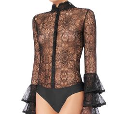 Reposhing This Item I Purchased From @Onestop21. Loved It, But Ready To Rotate For Something New. Questions? Leave A Comment Below! Black Lace Bodysuit, Bodysuit Top, Jonathan Simkhai, Lace Bodysuit, Stand Collar, Something New, Black Lace, Womens Tops, Lace