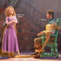 an animated image of the princess and prince sitting in rocking chairs with their arms around each other