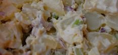 a close up view of a potato salad