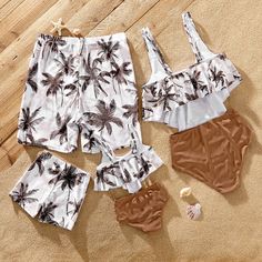 🌴 DIVE INTO SUMMER VIBES WITH FAMILY SWIMWEAR FEATURING COCONUT TREE PRINT! 🏖️ Product Introduction: Elevate your beach style with our stunning Family Swimsuit adorned in an Allover Coconut Tree Print. Unite the family in fashion as you hit the waves and sands in this eye-catching ensemble designed for comfort and style. Key Features: 👉 Please add each size separately to your shopping cart. 👉 Product Features: Enjoy adjustable shoulder straps for women and girls, ensuring a personalized fit. 👉 Fabric Characteristics: Immerse yourself in the soft and comfy blend of 90% polyester and 10% spandex (for print and lining), and 95% polyester and 5% spandex (for solid sections). 👉 Each Size Includes: Choose between a chic one-piece swimsuit or trendy swim trunks for each family member. 👉 Ne Palm Tree Print Swimwear For Beach Party, White Beachy Swimwear With Palm Tree Print, Palm Tree Print Swimwear For Beach Party And Season, Sleeveless Palm Tree Print Swimwear For Summer, Palm Tree Print Swimwear For Beach Season, Beachy Palm Tree Print Swimwear For Beach Season, Casual Tankini For Beach Season Vacation, Family Swimwear, Trendy Swim