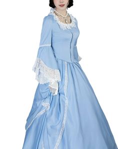 PRICES MAY VARY. Dresses are made of Poplin; The petticoats are made of Nylon.Please wear a petticoat if you want the fluffy effect like the picture. This dress is perfect for victorian dress marie antoinette dress southern belle dress for women eliza hamilton costume civil war dress queen charlotte bridgerton dress alicent hightower dress colonial dress women victorian dress for women 1800s Package included: 1 marie antoinette dress !! No Petticoat Included! Zipper closure on one of the sides u Victorian Dress Costume, Gothic Victorian Dresses, 1800's Dress, Antoinette Dress, Wine Red Dress, Xxxl Dress, Masked Ball, Blue Clothing, Period Dress