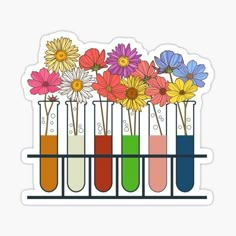 flowers in test tubes sticker