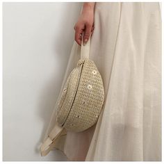 ?Straw Bag Beach Women Waist Bag Purse Casual Large Daisy Flower Bag Pouch Travel Phone Bag Fanny Pack Banana Bag Cross Body Bag