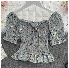 Name: short bubble sleeve lotus pendulum topMaterial:chiffonColor:pink,yellow,blue,black,redFeatures:floral,sweetSize(cm):freelength:43,bust:58-90(elastic),sleeve:29Note:Due to different measurement methods,there will be 1-3 error(unite:cm), please understand.<br/><p>Please check the size carefully when you choose items,thank you.</p><br/> Multicolor Chiffon Casual Tops, Fitted Floral Print Chiffon Tops, Casual Multicolor Chiffon Top, Floral Print Chiffon Tops With Short Sleeves, Yellow Chiffon Summer Top, Blue Floral Print Chiffon Top, Spring Chiffon Top With Puff Sleeves, Casual Chiffon Tops With Short Sleeves, Casual Chiffon Short Sleeve Tops