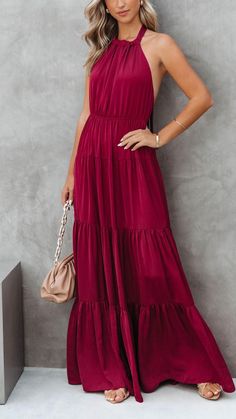 Perfect for Fall to Winter weddings, the Satin Maxi Dress in wine features a high neckline. Elegant Burgundy Maxi Dress For Summer, Burgundy Sleeveless Maxi Dress For Prom, Burgundy Maxi Dress For Date Night, Spring Burgundy Dresses For Weddings, Burgundy Dresses For Summer Weddings, Burgundy Summer Wedding Dress, Burgundy Maxi Dress For Bridesmaid, Burgundy Maxi Dress For Summer Date Night, Summer Burgundy Maxi Dress For Date Night