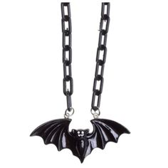 Check Out This Playful, Gothic Little Bat On A Fun, Chunky Plastic Chain! He's Got His Wings Stretched Out And A Devilish Little Fang-Tooth Grin! The Chain When Laid Flat Measures 21-3/4" From End To End With An Additional 3" Extender. The Bat Measures 2-1/2" X 1-1/8" X 3/8" Alternative Style Halloween Party Necklace, Black Necklace For Halloween Cosplay, Edgy Black Necklaces For Cosplay, Edgy Black Necklace For Cosplay, Halloween Black Chain Necklace, Black Chain Necklace For Halloween, Black Necklace For Halloween Alternative Fashion, Black Emo Necklace For Alternative Fashion, Bootie Shorts