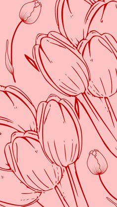 a drawing of flowers on a pink background